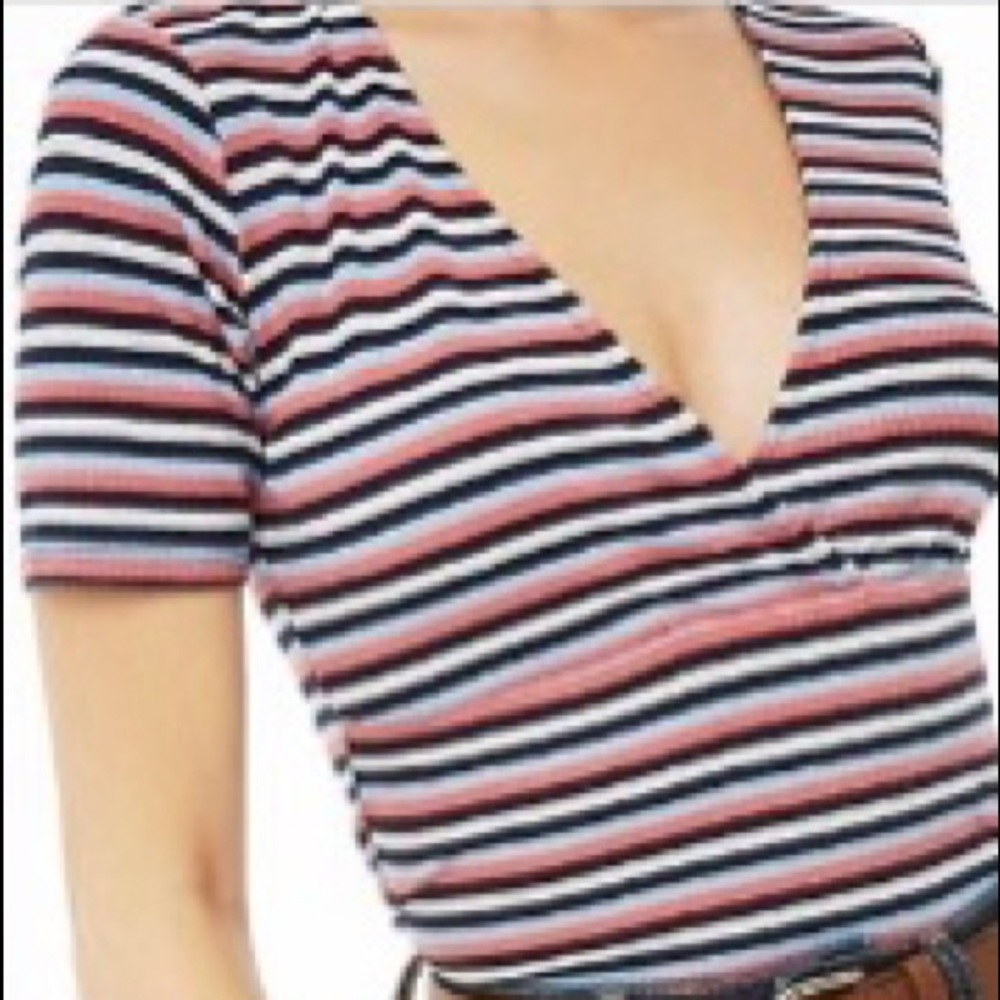 Forever 21 Striped Surplice Top